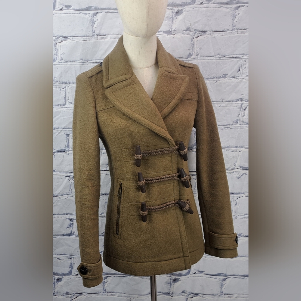 Burberry Women's Pea Coat Winter Jacket Wool Toggle Duffle Double Breasted 2 US - Picture 11 of 16